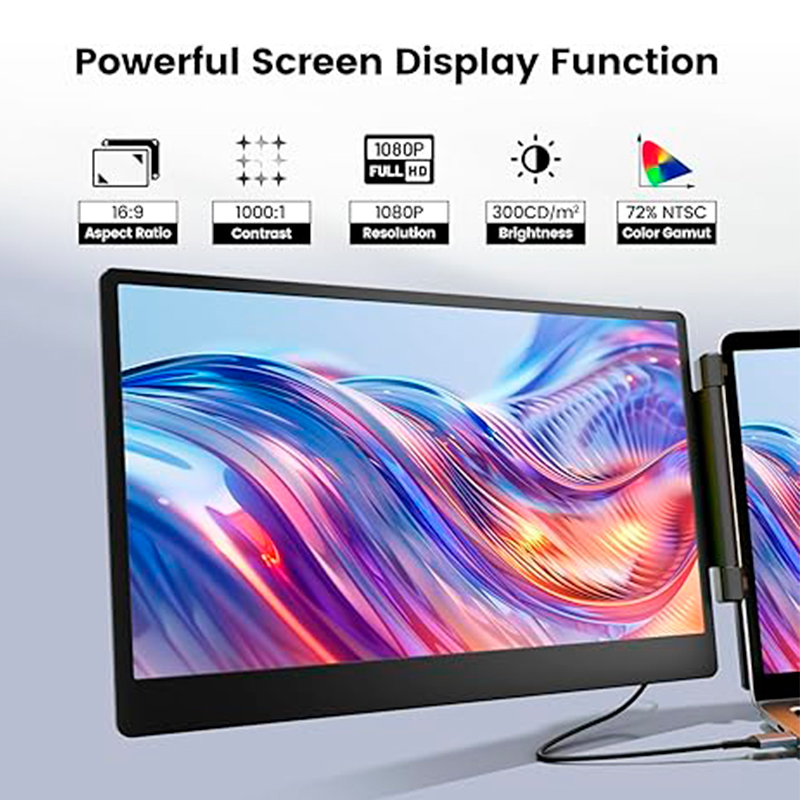 Extensor Dual De Monitor 14 Para Portatiles De 13-17, FHD (1920X1080), Ips, Usb-C/