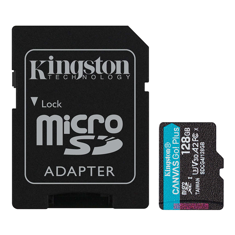 Memoria Flash MicroSD Kingston Canvas Go Plus, 128Gb, Con Adaptador Sddimension