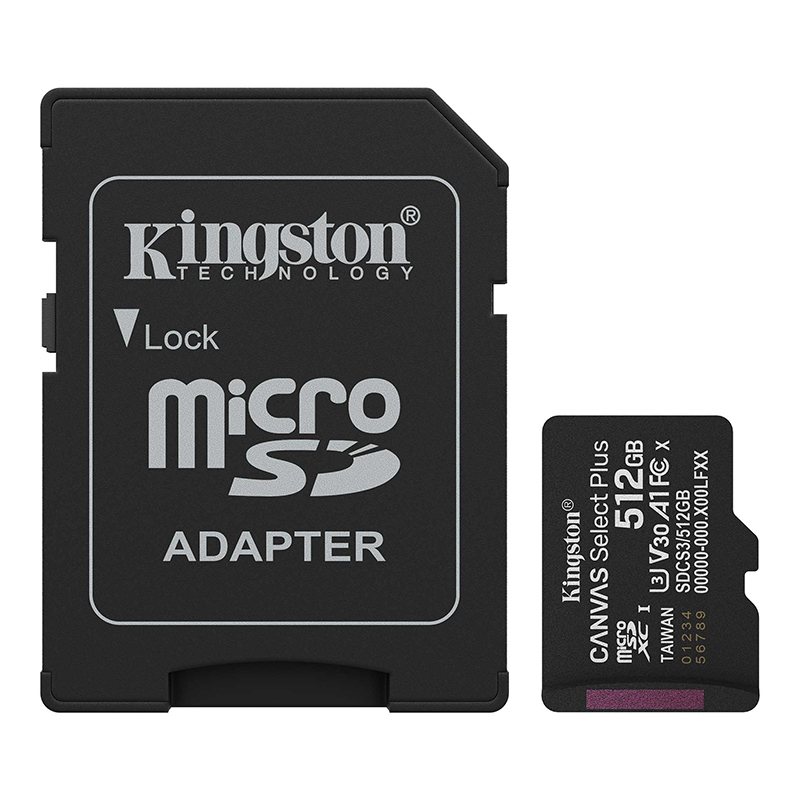 Tarjeta De Memoria Kingston 512GB MicroSD Canvas Select Plus -150Mb/Seg - Uhs-I Clase