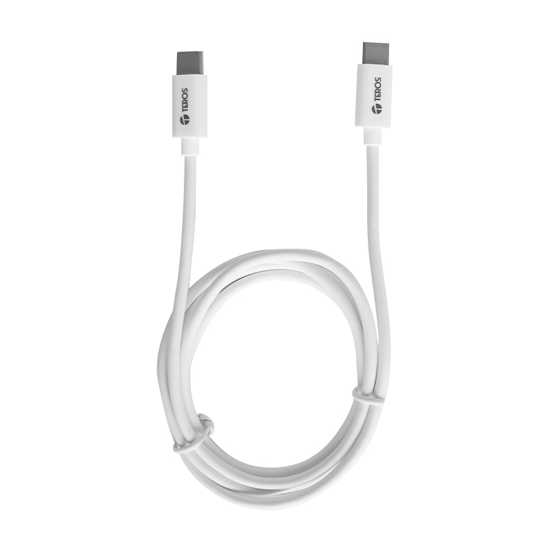 Cable USB Teros Te-70209W, Tipo C A Tipo C, 3A, 60W Máx, Blancoconecta Y Carga T