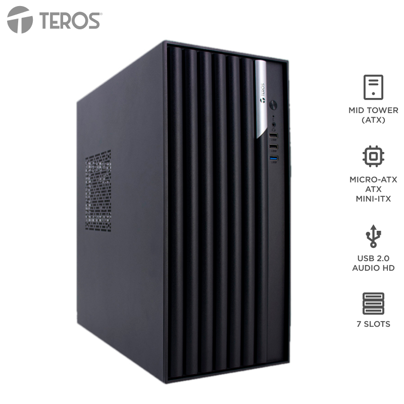 Case Teros Te-1036S, Factor De Forma Atx, 250 W, USB 3.0 / 2.0, Audio, Negro.el
