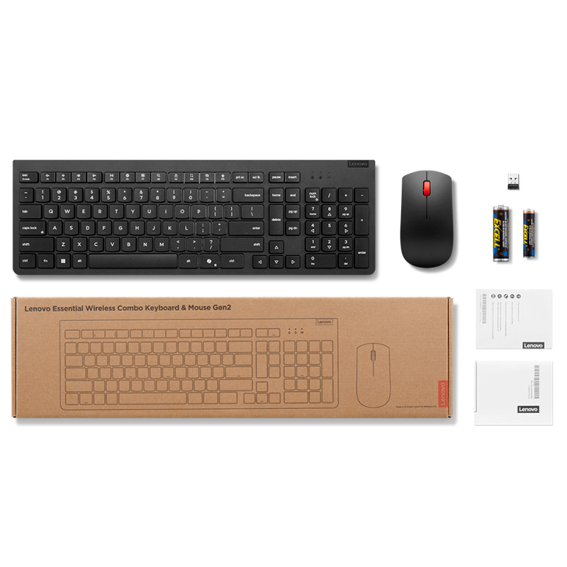 Teclado + Mouse Inalámbricos Lenovo Essential Combo Gen2, Negro, Español (La) 171 @@@