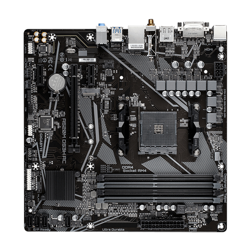 Motherboard Gigabyte A520M Ds3H Ac, Am4, Ddr4, Dvi-D, Hdmi, Dp, Micro-Atxsoporta