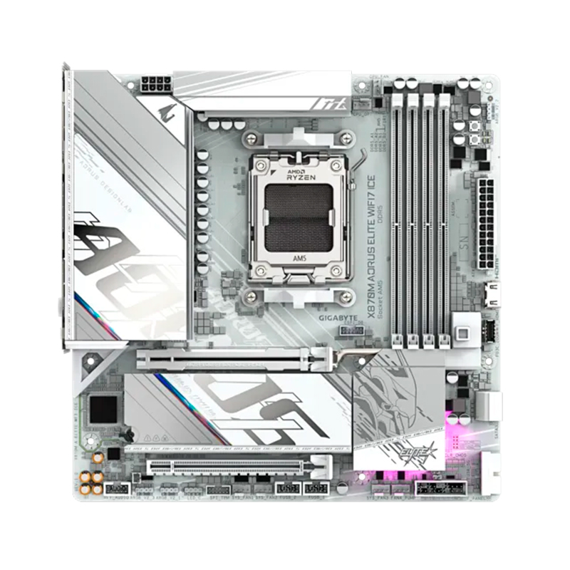 Motherboard Gigabyte X870M Aorus Elite Wifi7 Ice,Chipset AMD X870, Socket AMD Am5, M-