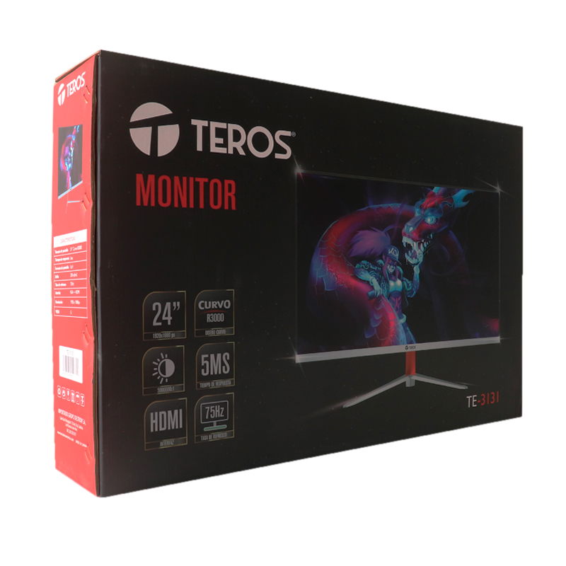 Monitor Curvo Teros Te-2402S, 23.8 FHD Va, 100Hz, 1Ms, Hdmi, Vgaoptimiza Tu Esp