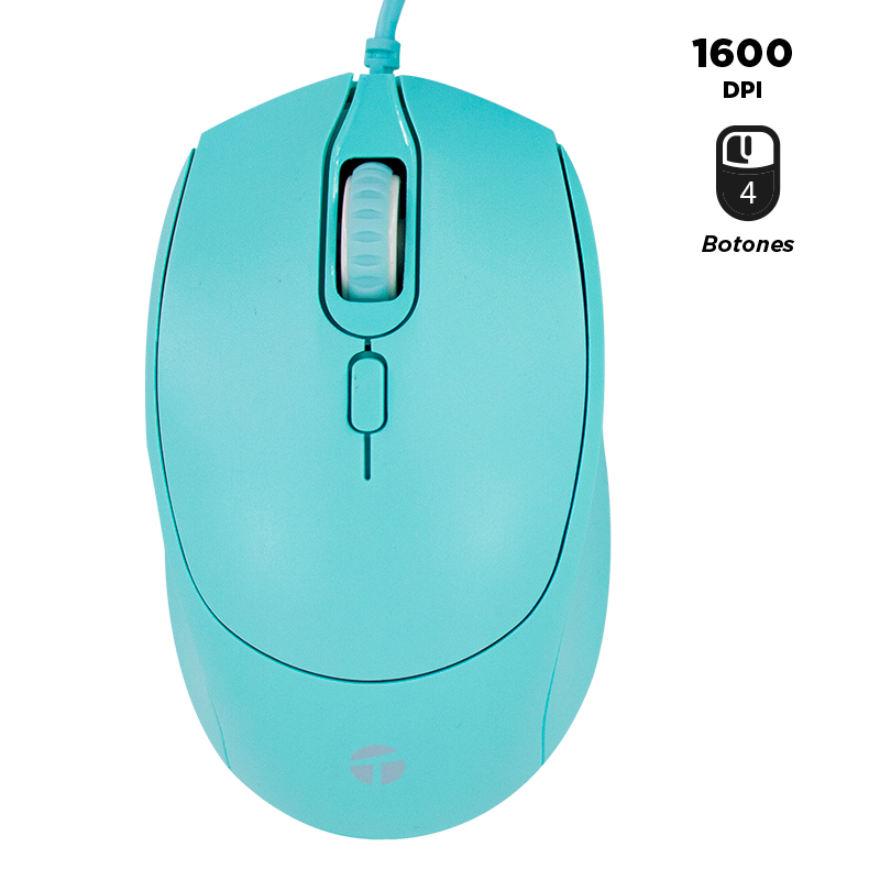 Mouse Óptico Teros Te-1227S, 800-1200-1600 Dpi, Usb, 4 Botones, Color Verdedisfr