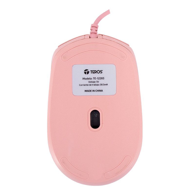 Mouse Óptico Teros Te-1226S, 800-1200-1600 Dpi, Usb, 4 Botones, Color Rosadodisf