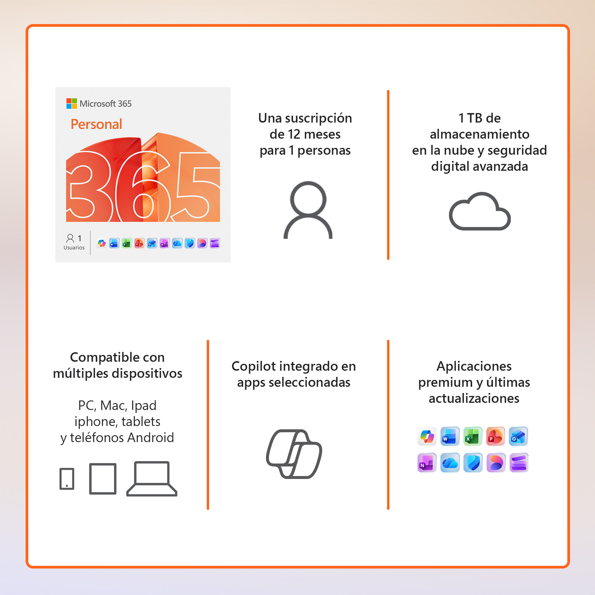 Licenciamiento Virtual (Esd) Microsoft 365 Personal (Licencia De 12 Meses / 1 Usuario