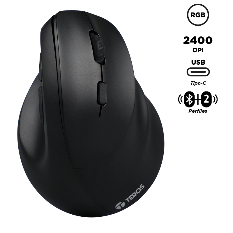 Mouse Inalámbrico Teros Te-5169N, 2.4G+Bluetooth,2400 Dpi, Usb, Color Negropoten