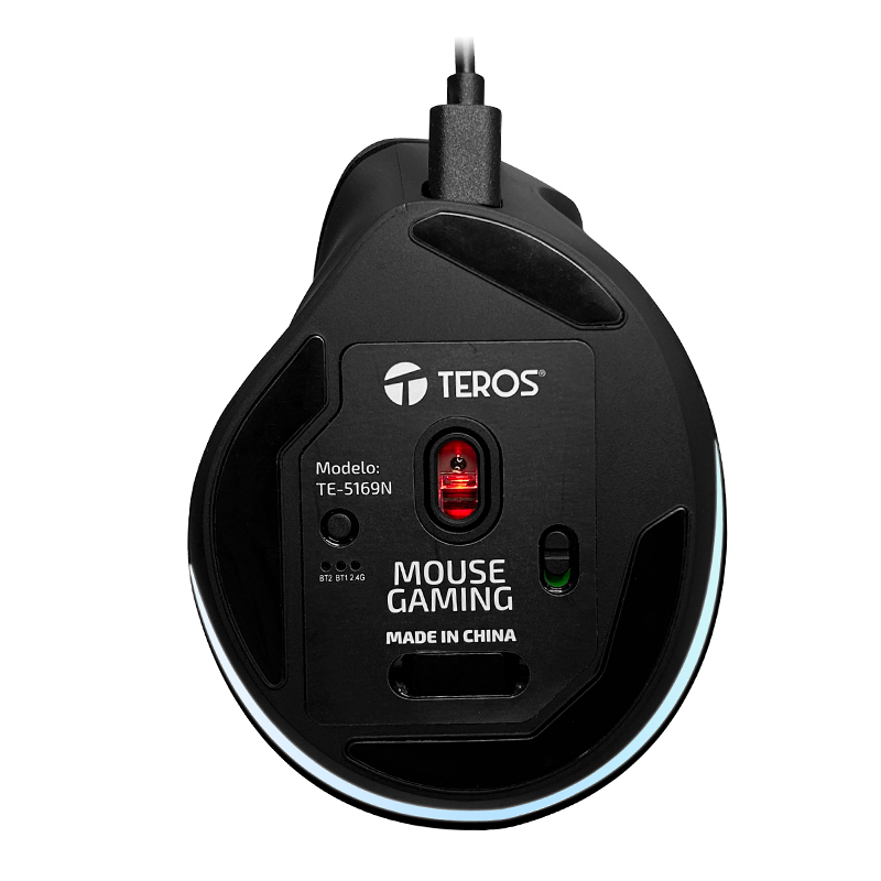 Mouse Inalámbrico Teros Te-5169N, 2.4G+Bluetooth,2400 Dpi, Usb, Color Negropoten