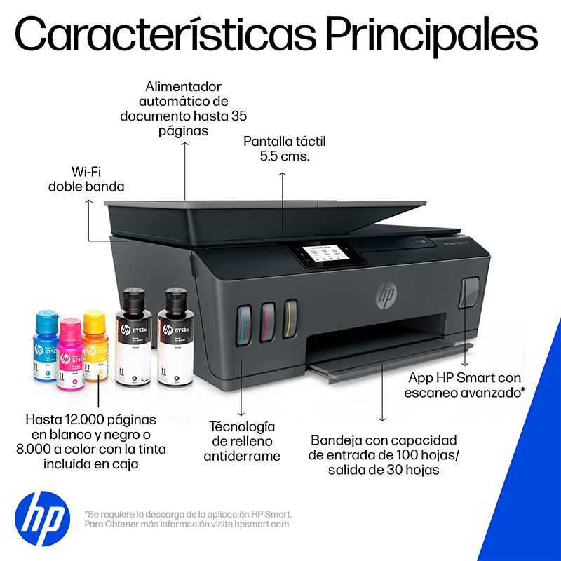 Impresora All-In-One De Tinta HP Smart Tank 530, Imprime/Escanea/Copia/Wi-Fi/Bt/Usb 2
