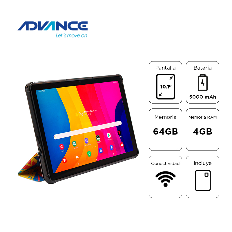 Tablet Advance Smartpad Sp3703 WiFi 10.1 Wxga IPS A333 1.75GHZ 4GB 64GB Android 15 G
