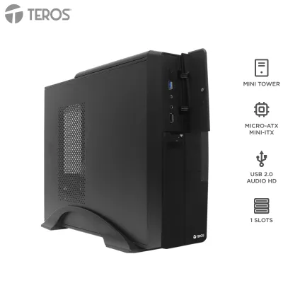 Case Teros Te-1039S, Slim, 250 W, USB 3.0 / USB 2.0, Audio Hd, Dvd, Negropresent