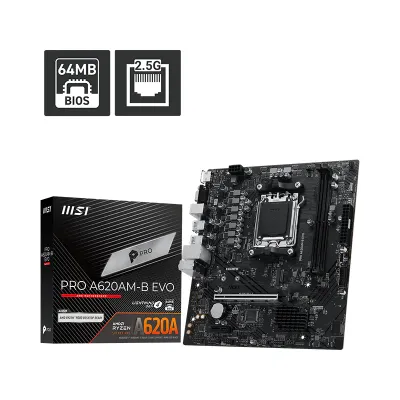 Motherboard MSI Pro A620Am-B Evo, Chipset AMD A620A, Socket Am5, Hdmi, Vga, MATX