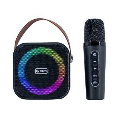 Parlante Karaoke Inalámbrico Teros Te-6013N, BT 5.4, 10W, Usb, Iluminación Ledan