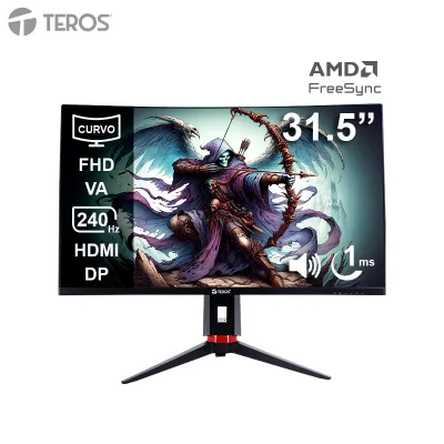 Monitor Curvo Gaming Teros Te-3219G, 31.5 FHD Va, 240 Hz, 1Ms, Hdmi, Dp, Audio Out @
