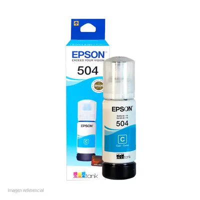 Botella De Tinta Epson T504220-Al, Color Cyan, Contenido 70Ml.para Impresoras Ep